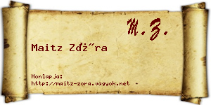 Maitz Zóra névjegykártya